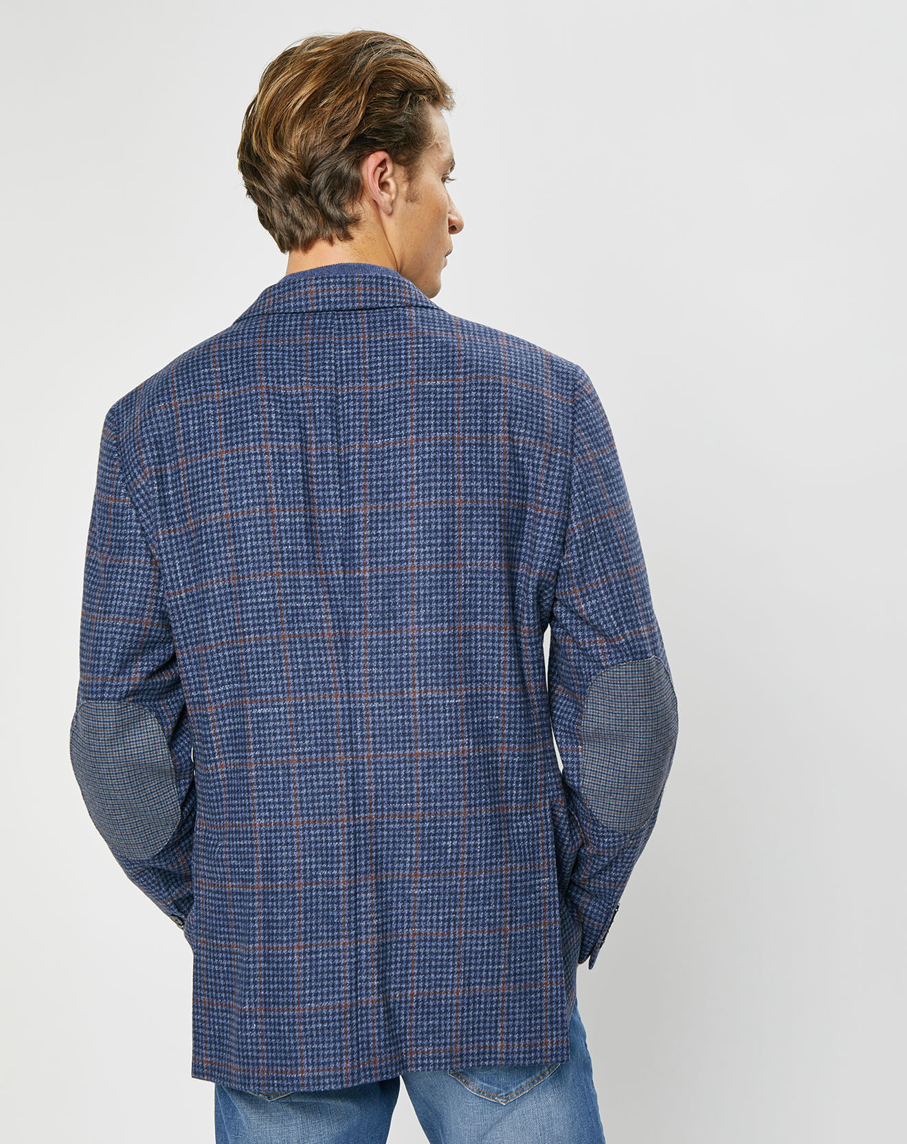 Hackett London Veste en Laine mélangée Tartan imprimée bleue