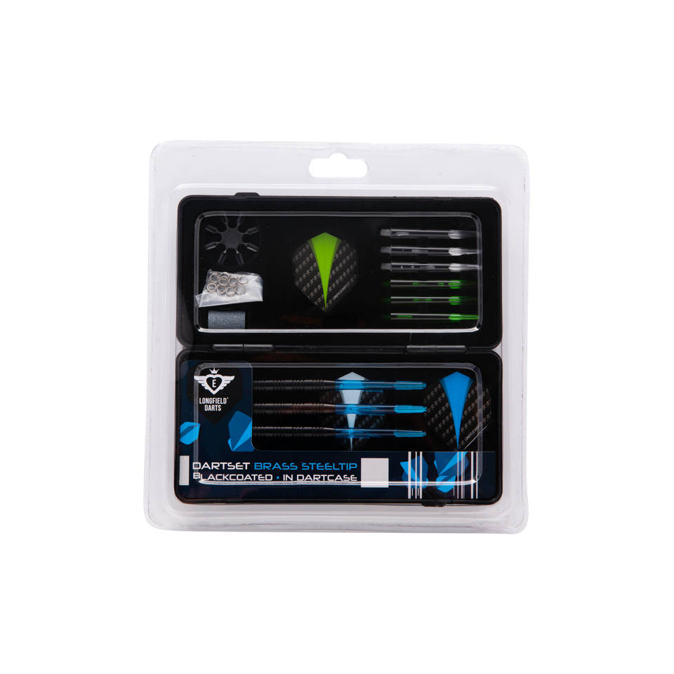Longfield Games steel darts set - zwart