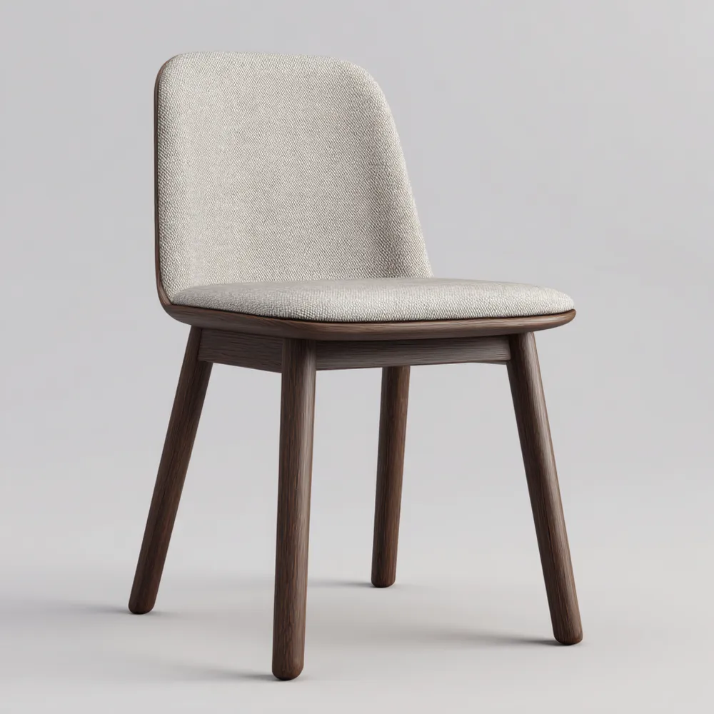 Esszimmerstuhl 45x50x85 cm Holzgestell Stoffpolster Beige - Skandinavi