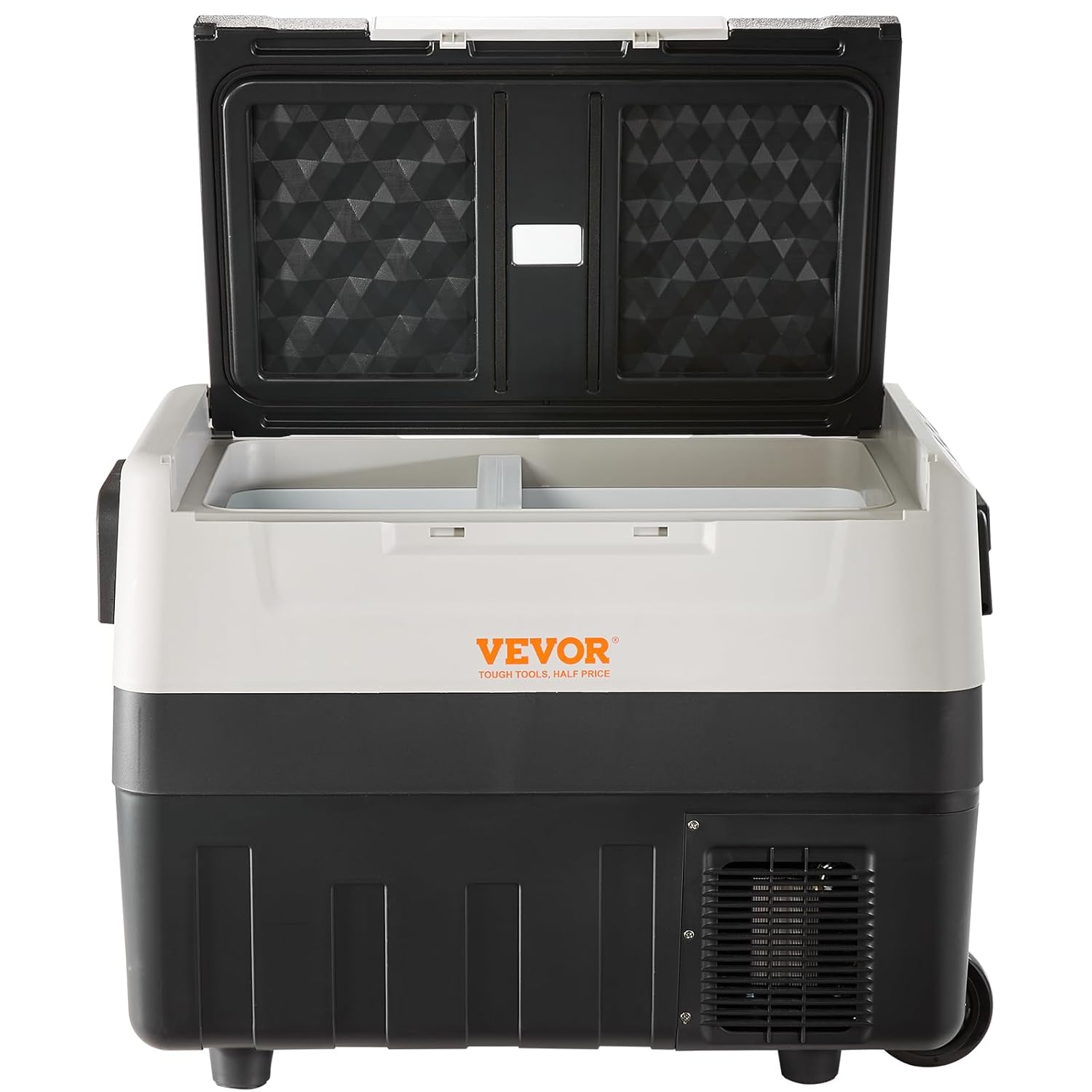 VEVOR Autokühlschrank, 35 Liter, Kompressor, tragbar, elektrisch, für Camping, mit Rädern, Doppelzone, 0,6 kW.h von -20 °C bis 10 °C, einstellbarer Thermo-Kühlschrank für Auto, LKW, Boot