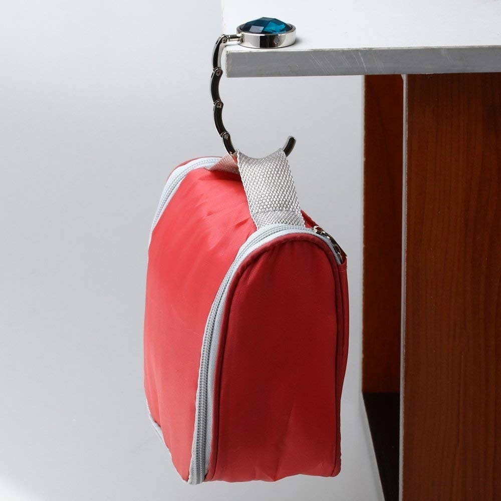 Faltbarer Handtaschenhalter Metall Haken für Taschen mit Kristall - Silber
