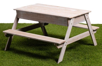 Woodlii Piknikbord med Sandkasse + Lokk, Hvit