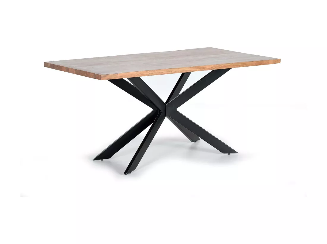 Table à manger en bois d'acacia naturel et pieds en métal noir Multicolor.Giner y Colomer.78x90x180