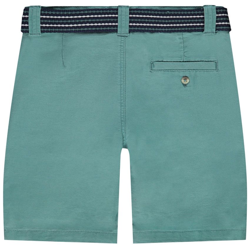 Bermuda en coton avec ceinture rayée à double boucles pour garçon - Kaki