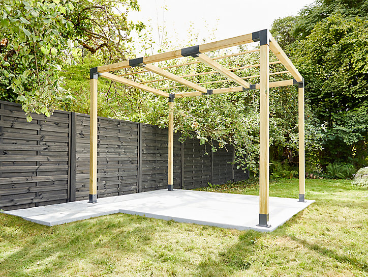Pergola autoportée Lyna en bois traité 2.40 x 4 m