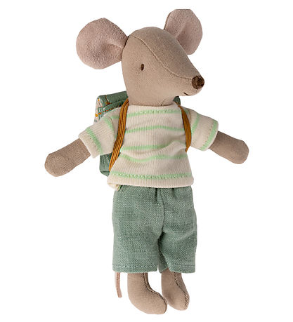 Maileg Maus - Großer Bruder - Fahrradmaus m. Tasche - Grün