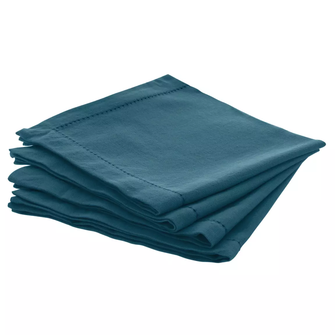 Lot de 4 serviettes coton (40 x 40 cm) Chambray Bleu canard