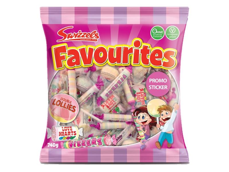 Swizzels Bonbons Swizzels Favourites 740 g Grosspackung mit den beliebten Swizzels Fizzers, Double Lollies und Love Hearts