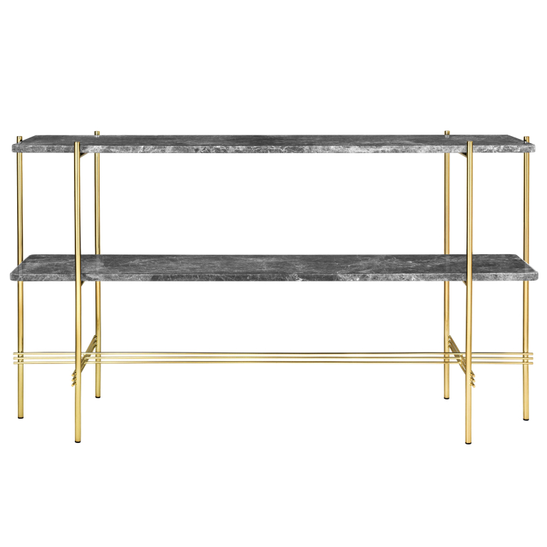 Gubi TS sidetable 120x30x72 messing/grijs marmer