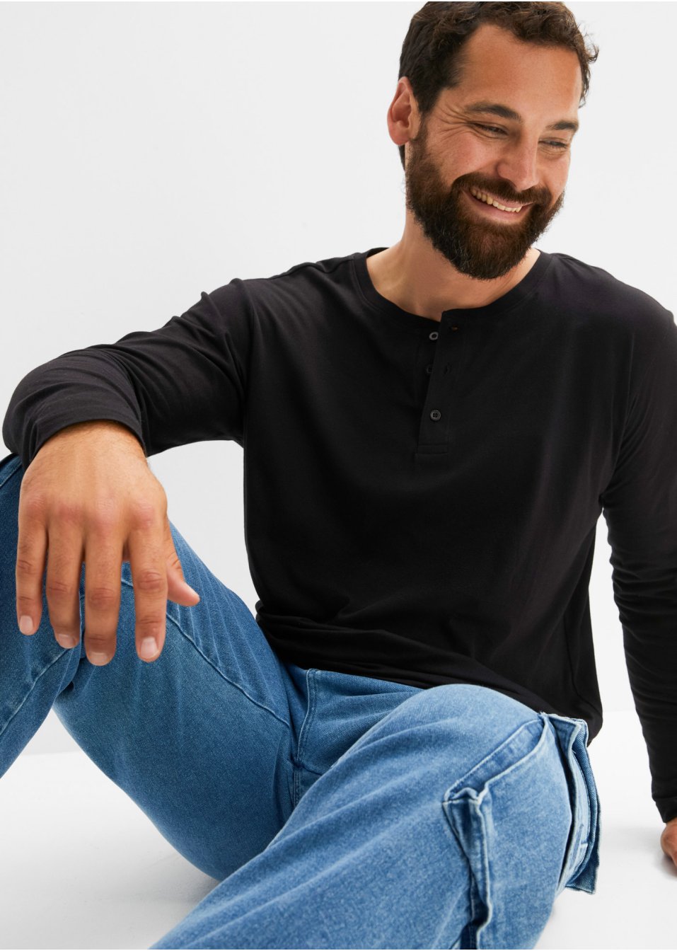 Lot de 2 T-shirts col Henley manches longues