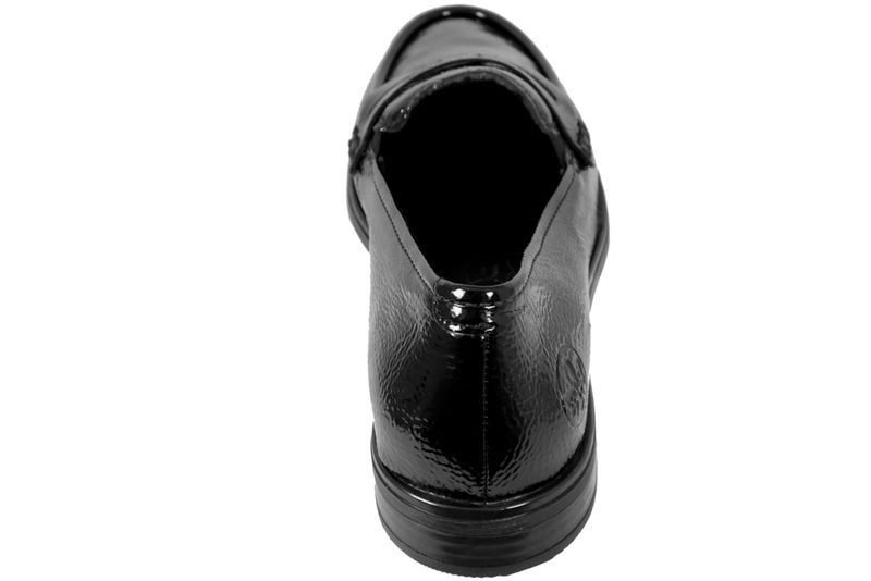 RIEKER LOAFERS I SORT SYNTET MED LAK LOOK