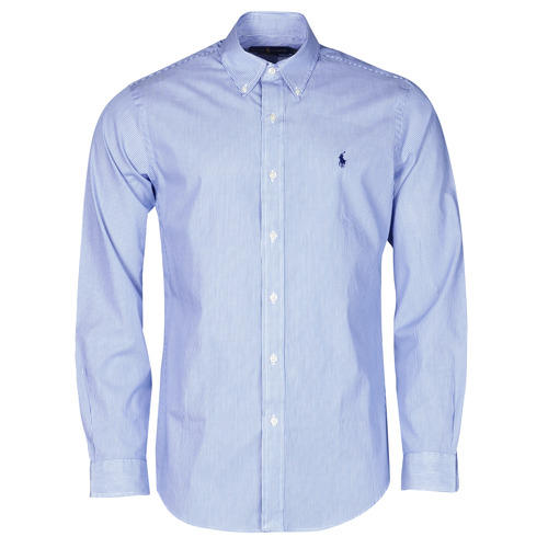 Polo Ralph Lauren - CHEMISE AJUSTEE EN POPLINE DE COTON COL BOUTONNELOGO PONY PLAY Azul / Blanco