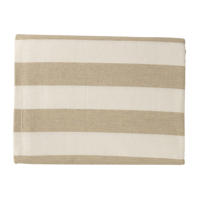 Tafelkleed gestreept - wit/beige - 140x240 cm