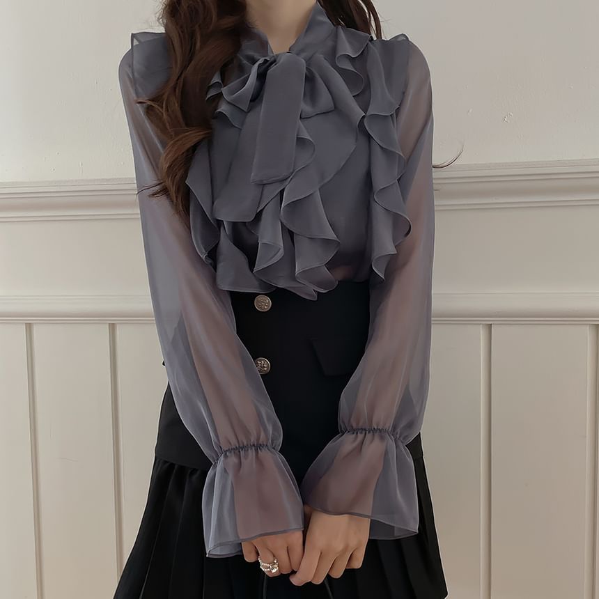 MELLO - Blouse met lange mouwen en ruches