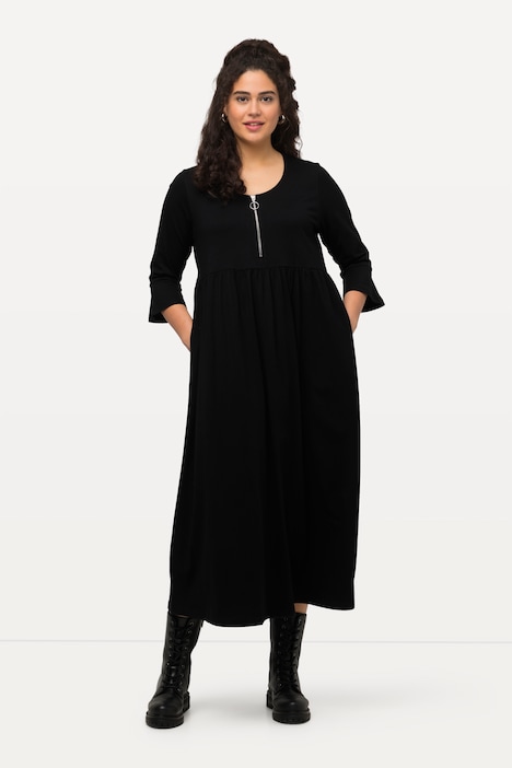 Jerseykleid, A-Linie, Empirenaht, Rundhals, 3/4-Arm