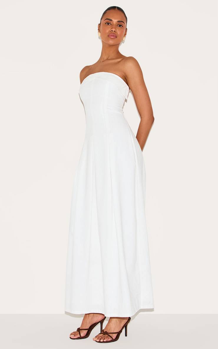 Blanc Robe Mi-longue Plissée À Bustier