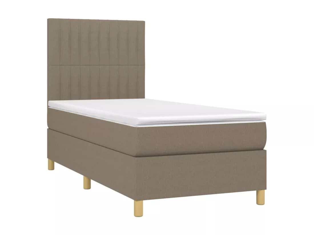 Sommier tapissier avec matelas et LED Taupe 90x190 cm Tissu