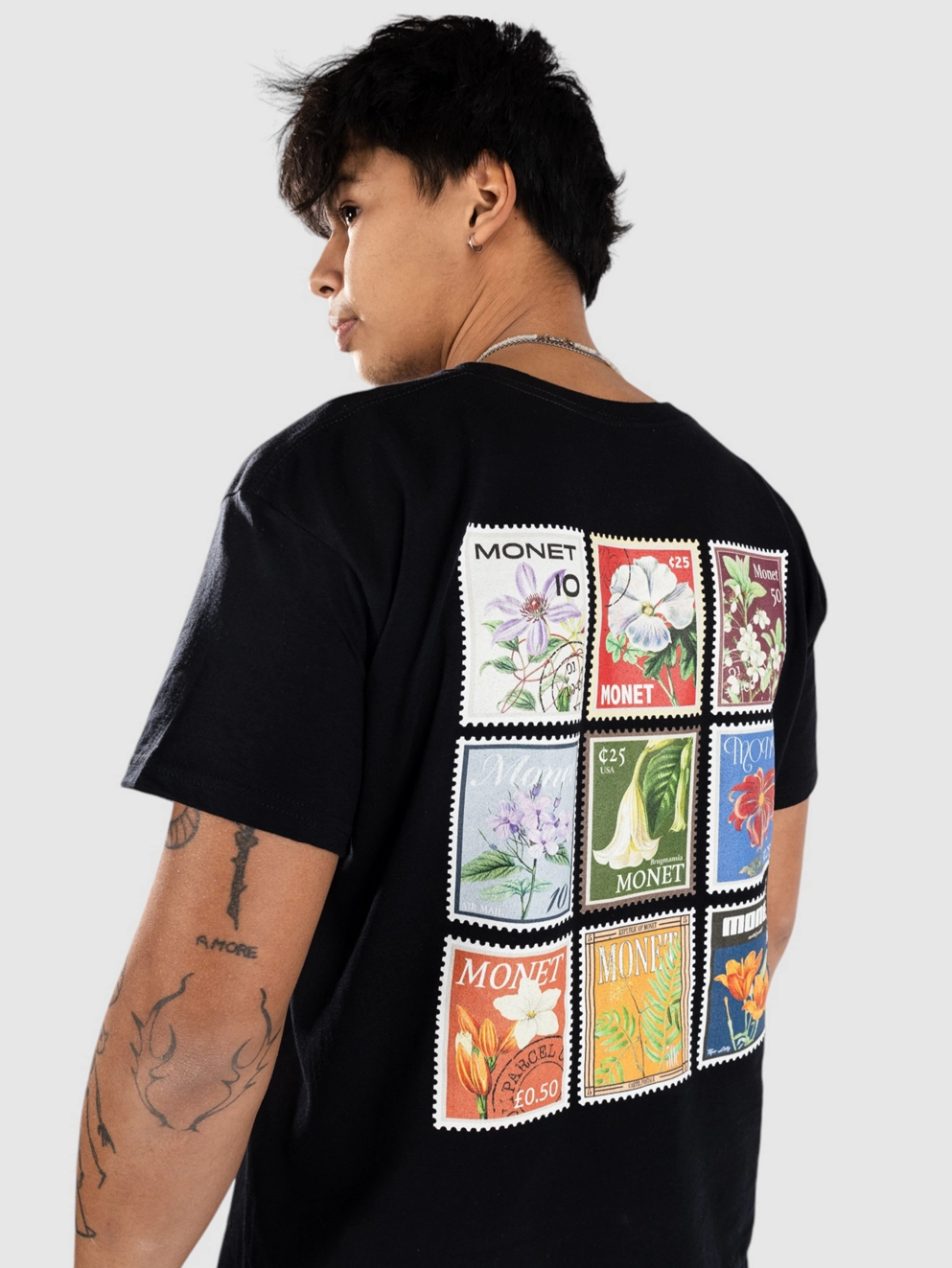 Monet Skateboards Floral Stamps T-Shirt black