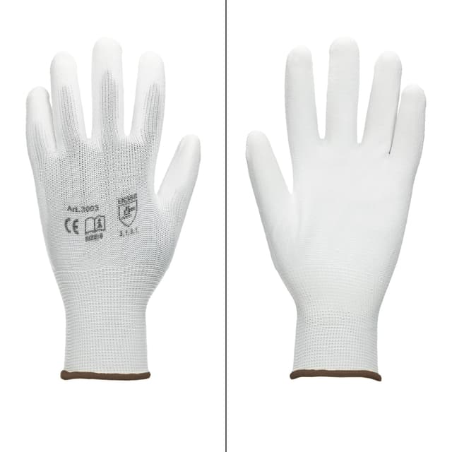 ECD 12 Germany pair PU-arbejde handsker, størrelse 9-L, farve hvid, mekaniker