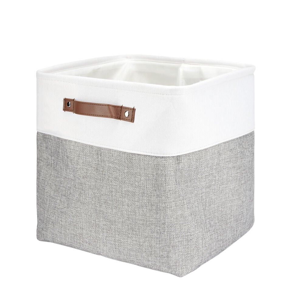 Panière de rangement Box Cube tissu 31x31xH29cm (2 modèles beige ou gris)