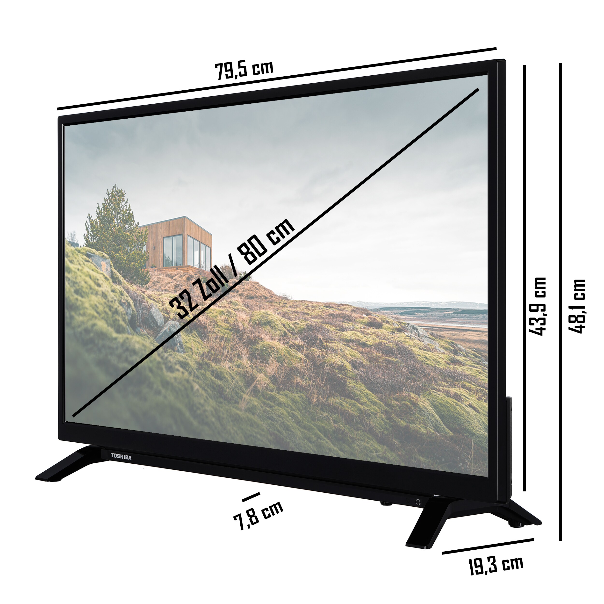 Toshiba 32W2263DG 32 Zoll LED Fernseher, Smart TV, HD Ready, HDR, Netflix/Prime Video