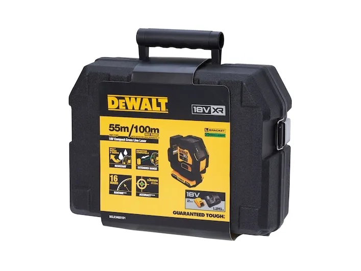 DeWalt DCLE34021D1-QW krydslaservaterpas; 18 V; 1x2,0 Ah batteri.