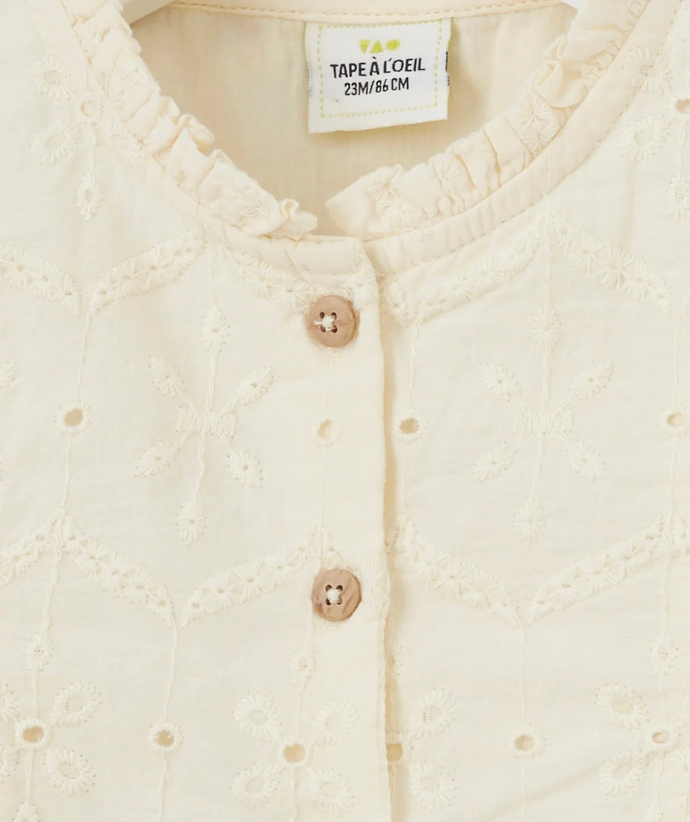 BLOUSE EN COTON ÉCRU AVEC BRODERIE ANGLAISE BÉBÉ FILLE