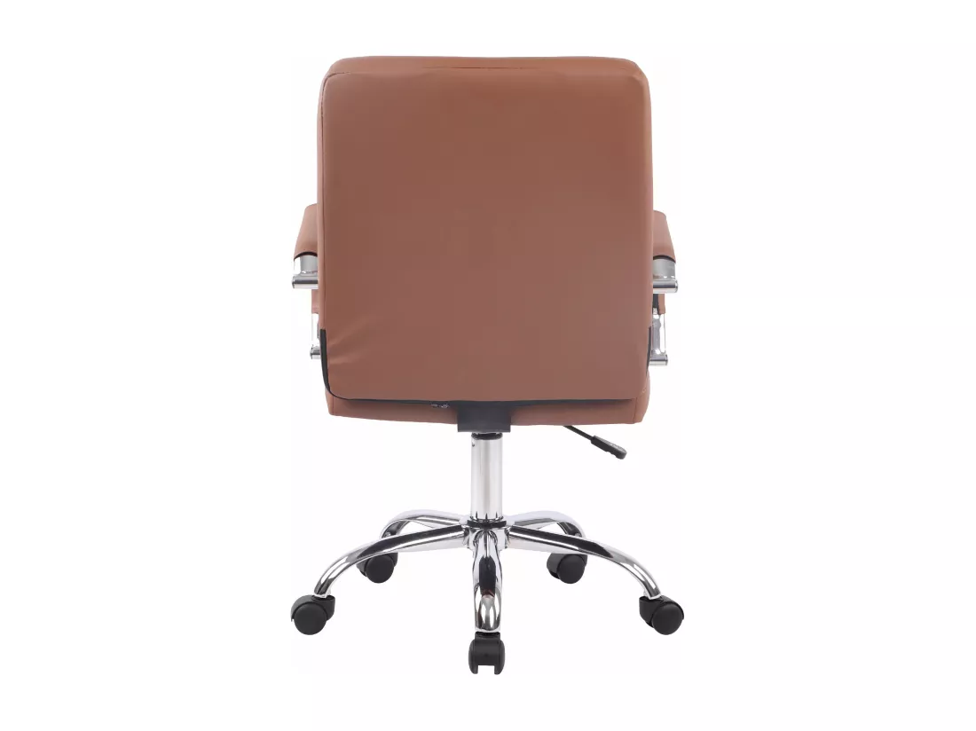Chaise de bureau - Similicuir & Métal chromé - Marron clair - Deli PRO