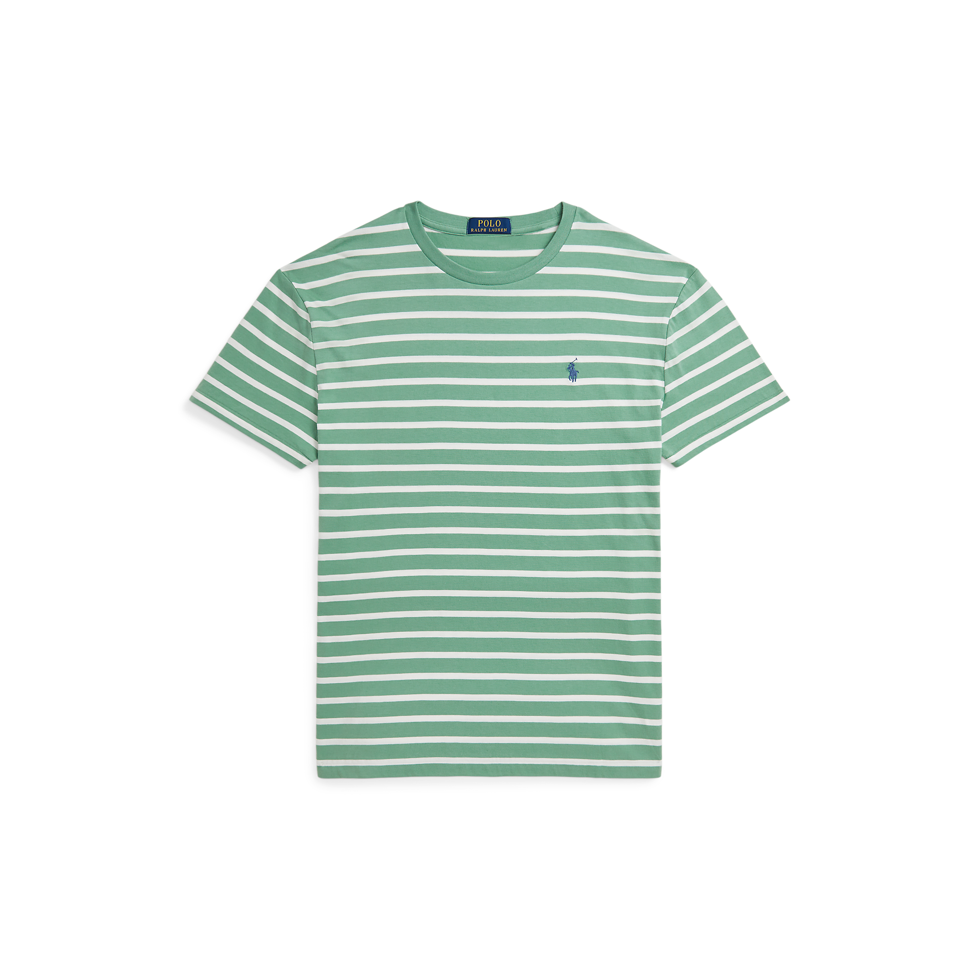 Tee-shirt col rond rayé brodé | Vert