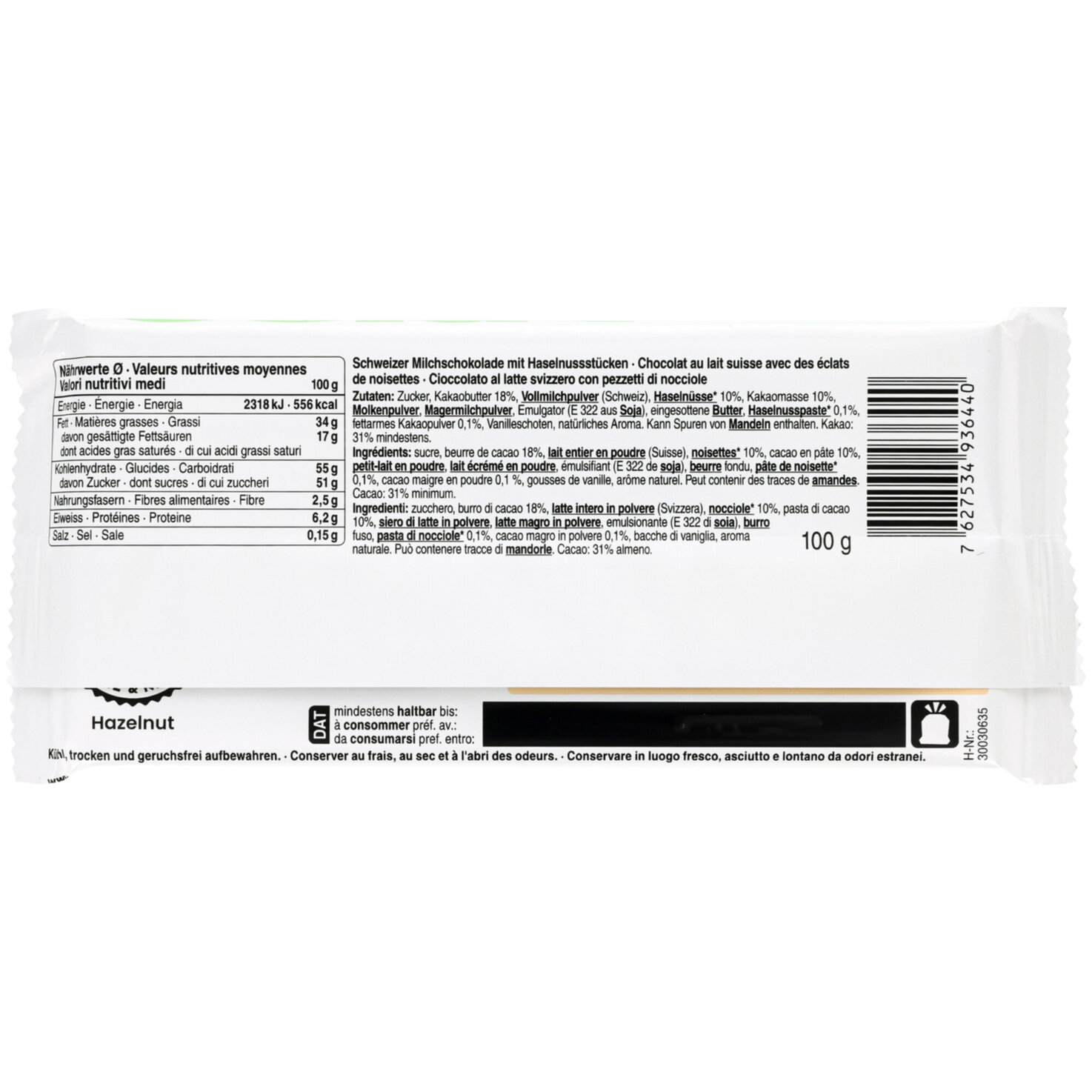 Prix Garantie Fairtrade Tafelschokolade Nuss