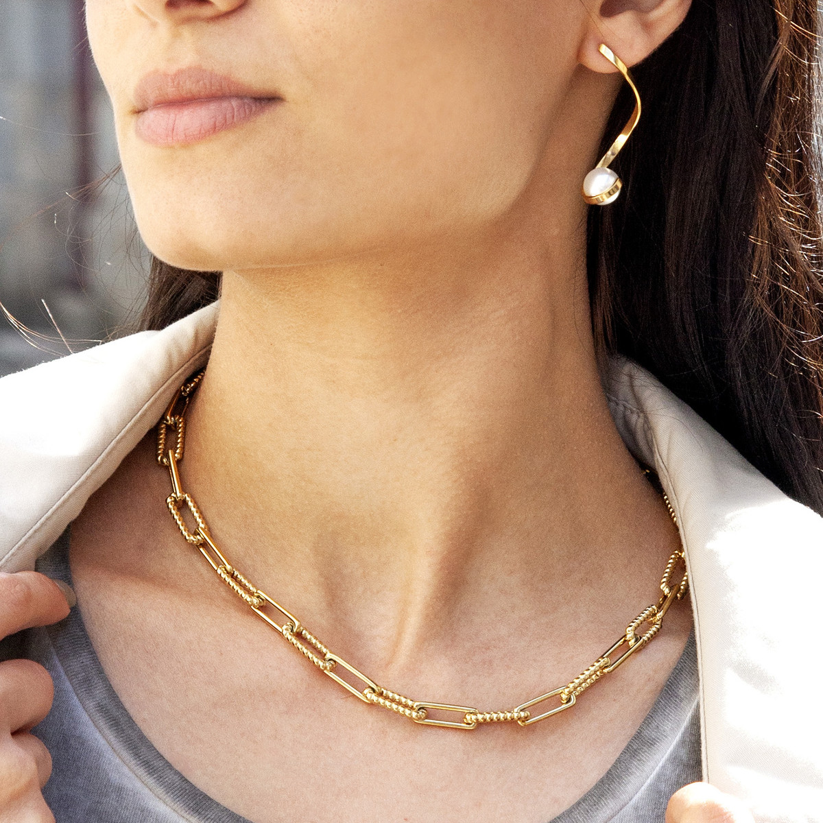 Collier acier doré 45 cm