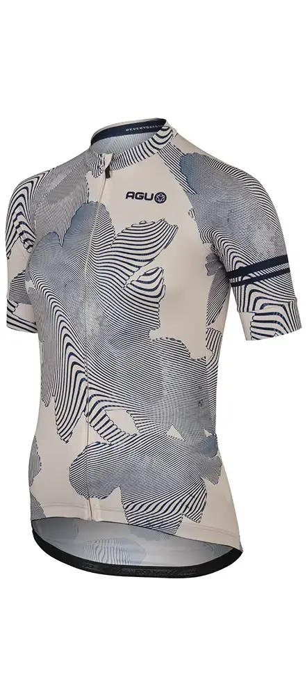 AGU Striped Flower Essential Fietsshirt Korte Mouwen Bruin/Blauw Dames