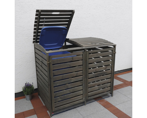 Promadino Vario III afvalbak voor 2 afvalbakken, 148 x 92 x 122 cm, grijs