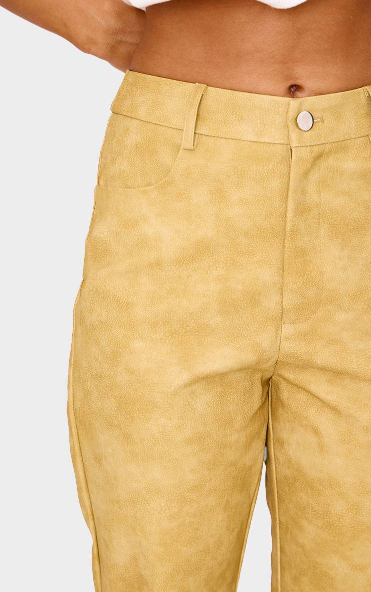 Moutarde Pantalon Droit Court En Synthétique Effet Délavé