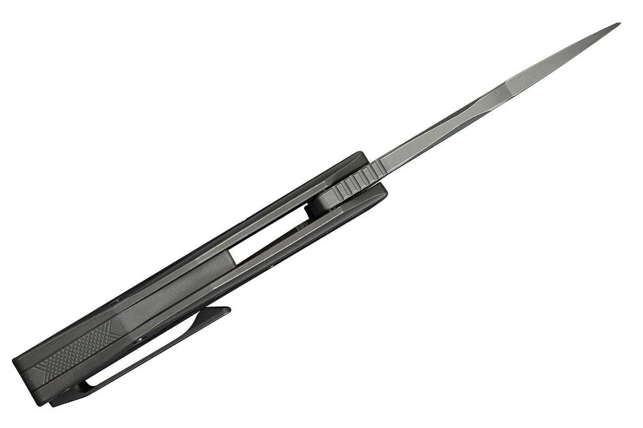 WE Knife Coral WE24044-2, Gray Stonewashed CPM 20CV, Gray Titanium, Marble Carbon Fiber Inlay zakmes, Gustavo T. Cecchini design