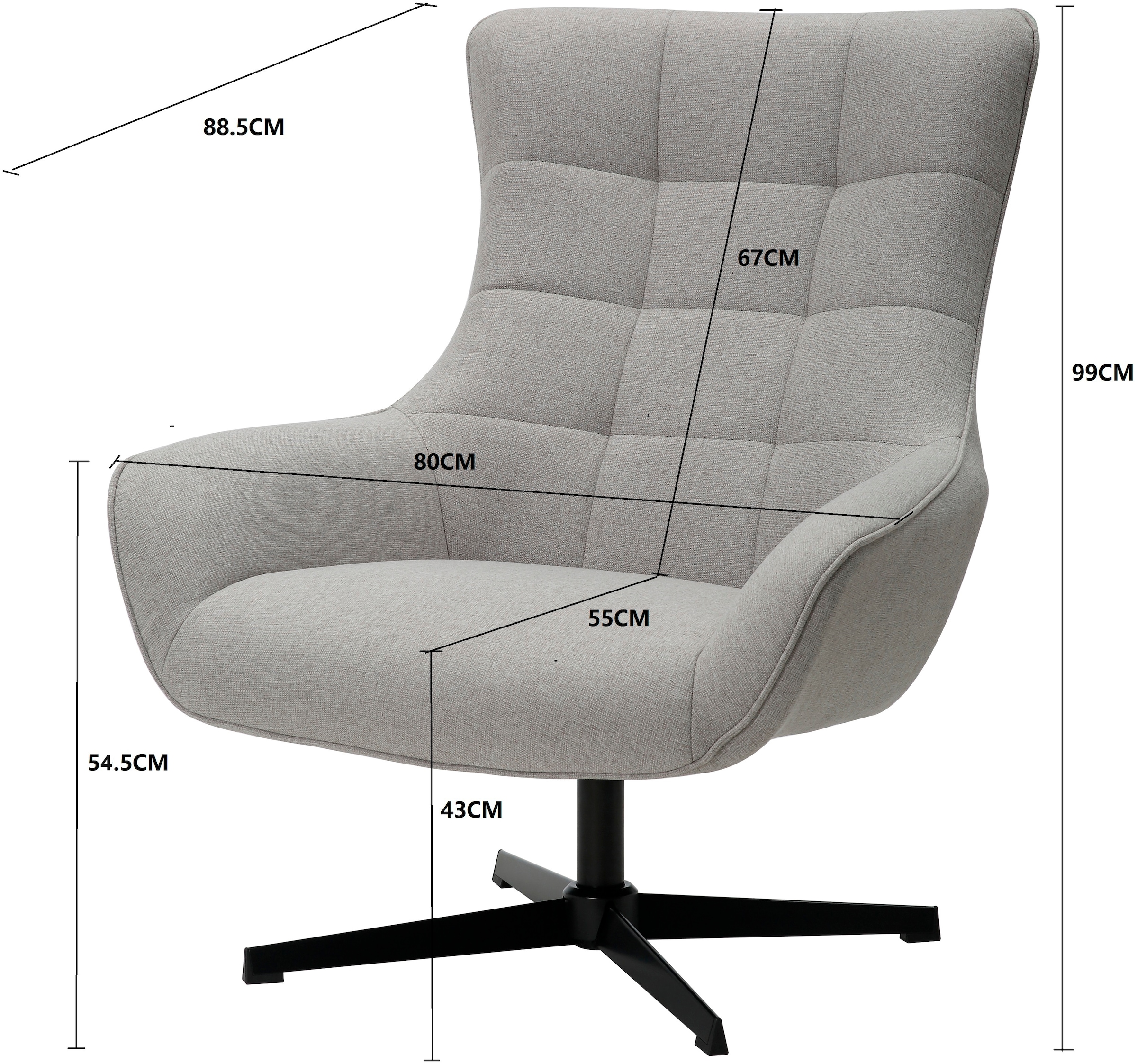 GOODproduct Ohrensessel »LEMOORE, Relaxsessel, TV-Sessel,« 360° Grad drehbar