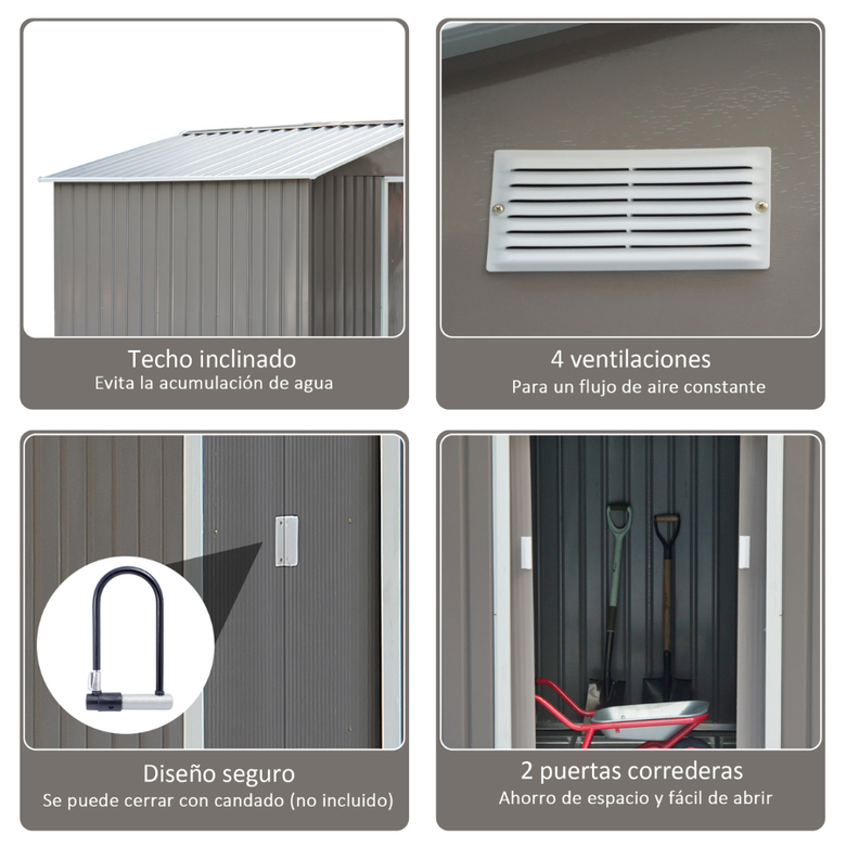 Casinha de jardim metálica Outsunny, cinza