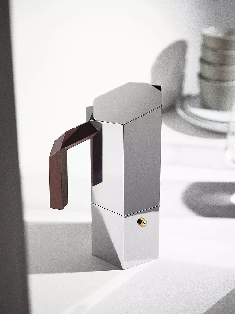 ALESSI Espressokocher MENHIR 3 Tassen Edelstahl  silber
