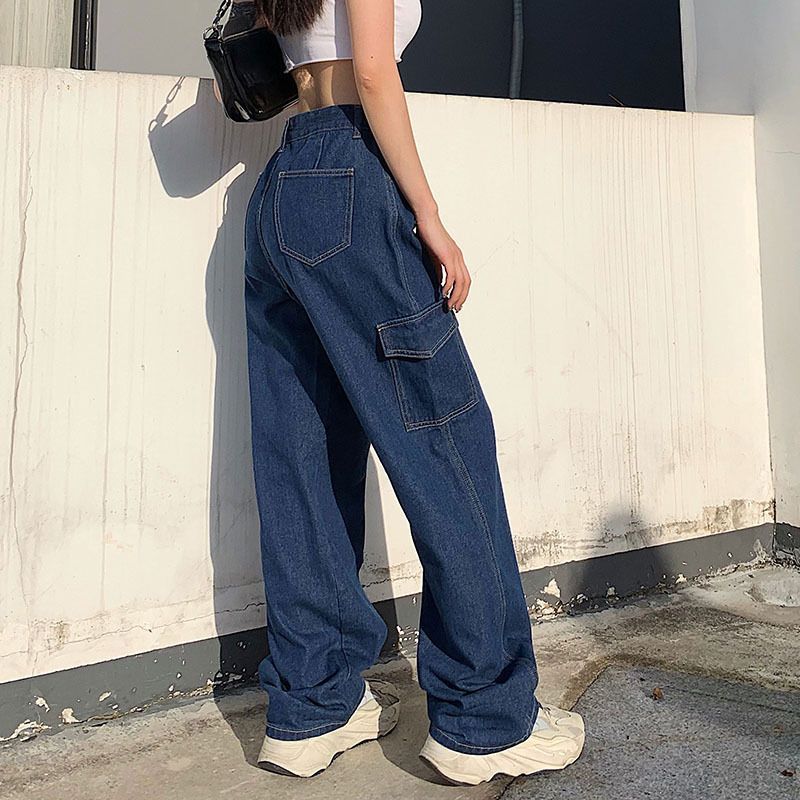 Honet - Losse Harem Cargo Jeans met Hoge Taille