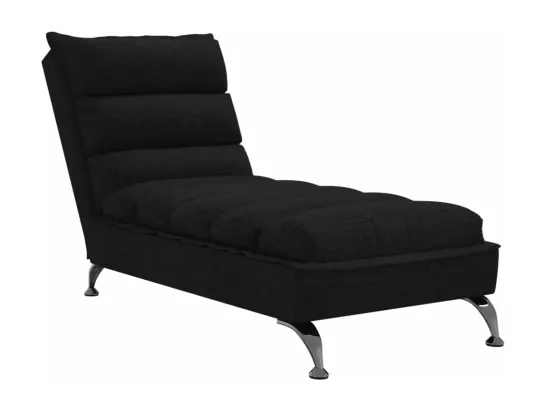 Chaise longue avec coussins noir tissu