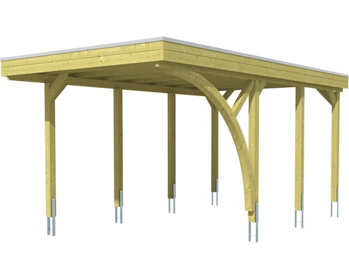 SKAN HOLZ Friesland enkele carport met inrijboog en H-paalankers 314x555 cm geïmpregneerd
