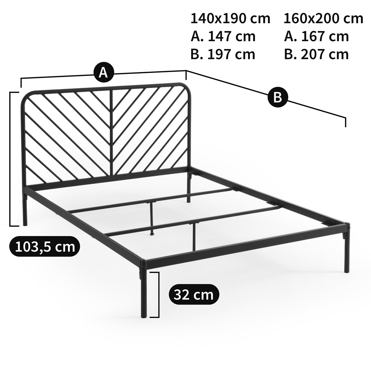 LA REDOUTE INTERIEURS<br>Cama em metal de aço, Anda