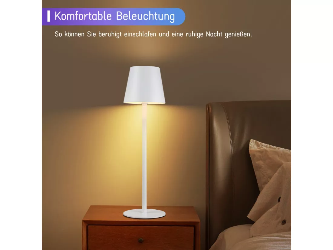 NETTLIFE Lampe de Chevet à Batterie sans Fil， Lot de 2- LED RGB 2600mhA Lampe de Table d'extérieur Rechargeable Tactile Dimmable Blanc USB