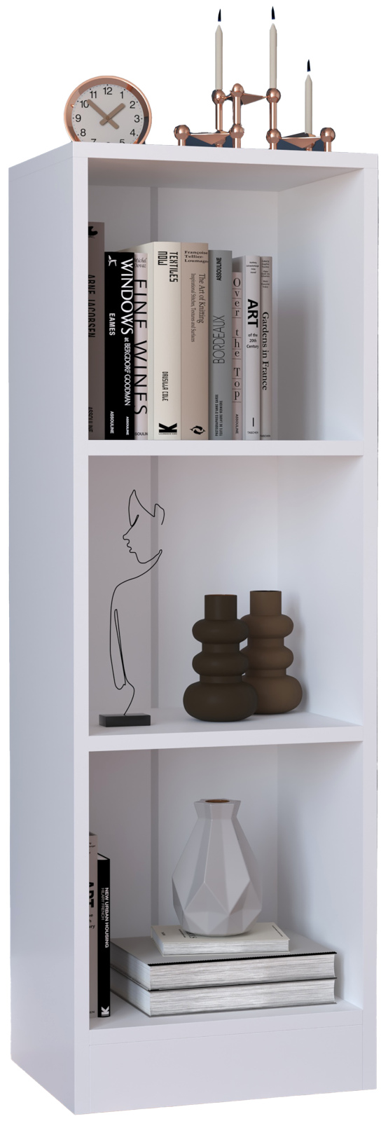 Regal DILOS - weiß - 3 Ablagefächer - 38 cm