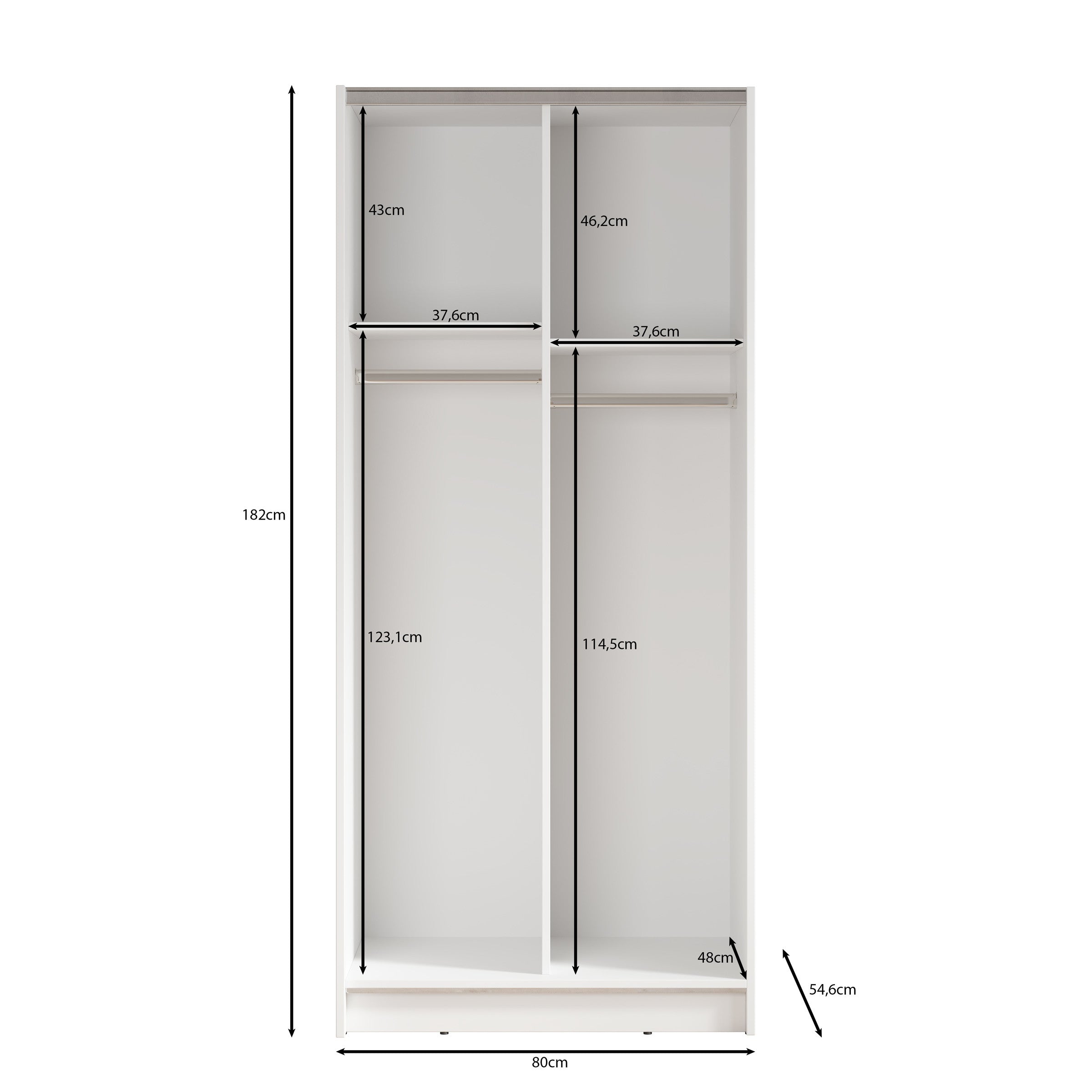 Meubella - Kledingkast Salta - Zwart - 80 cm - Met spiegel
