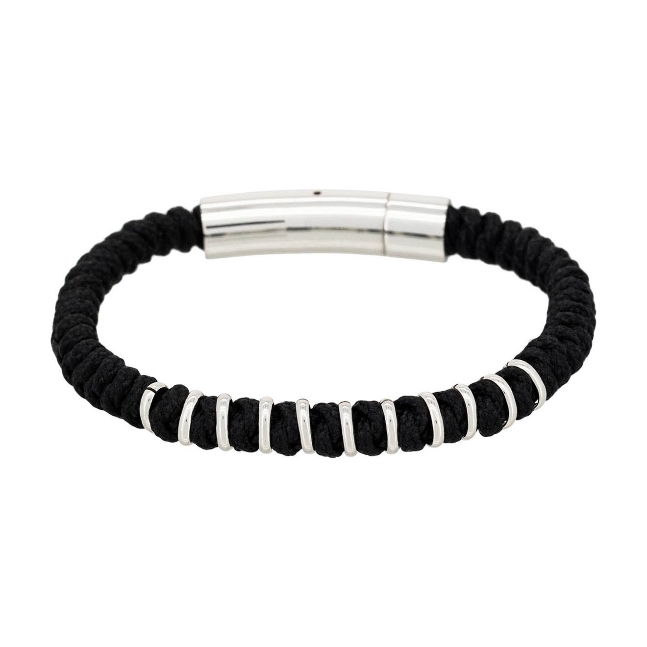 Jacobson Bracelet Ring en Acier & Cordon noir