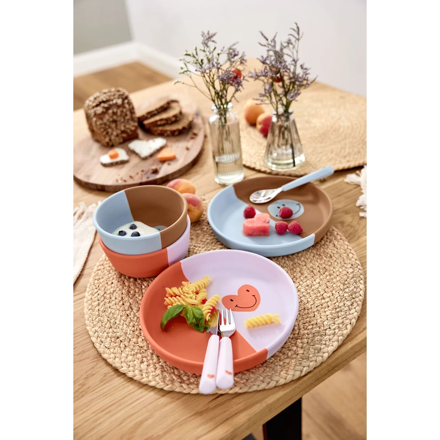 LÄSSIG Teller aus Silikon, Happy Rascals Heart lavender