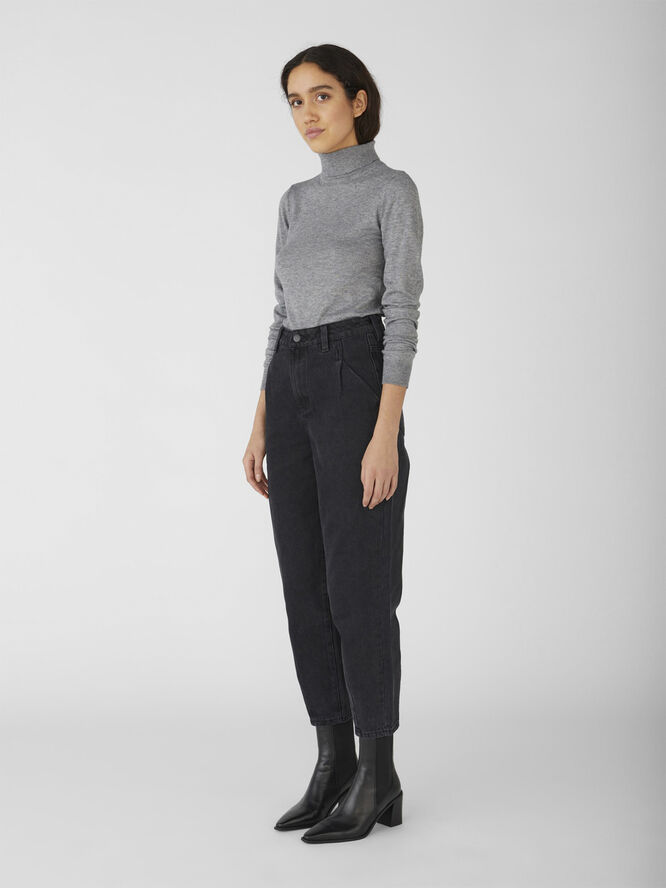 Object OBJTHESS L/S ROLLNECK KNIT PULLOVER Medium grey melange