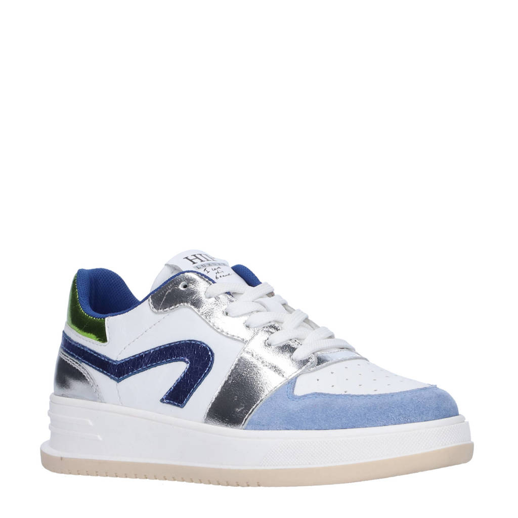 Hip leren sneakers lichtblauw