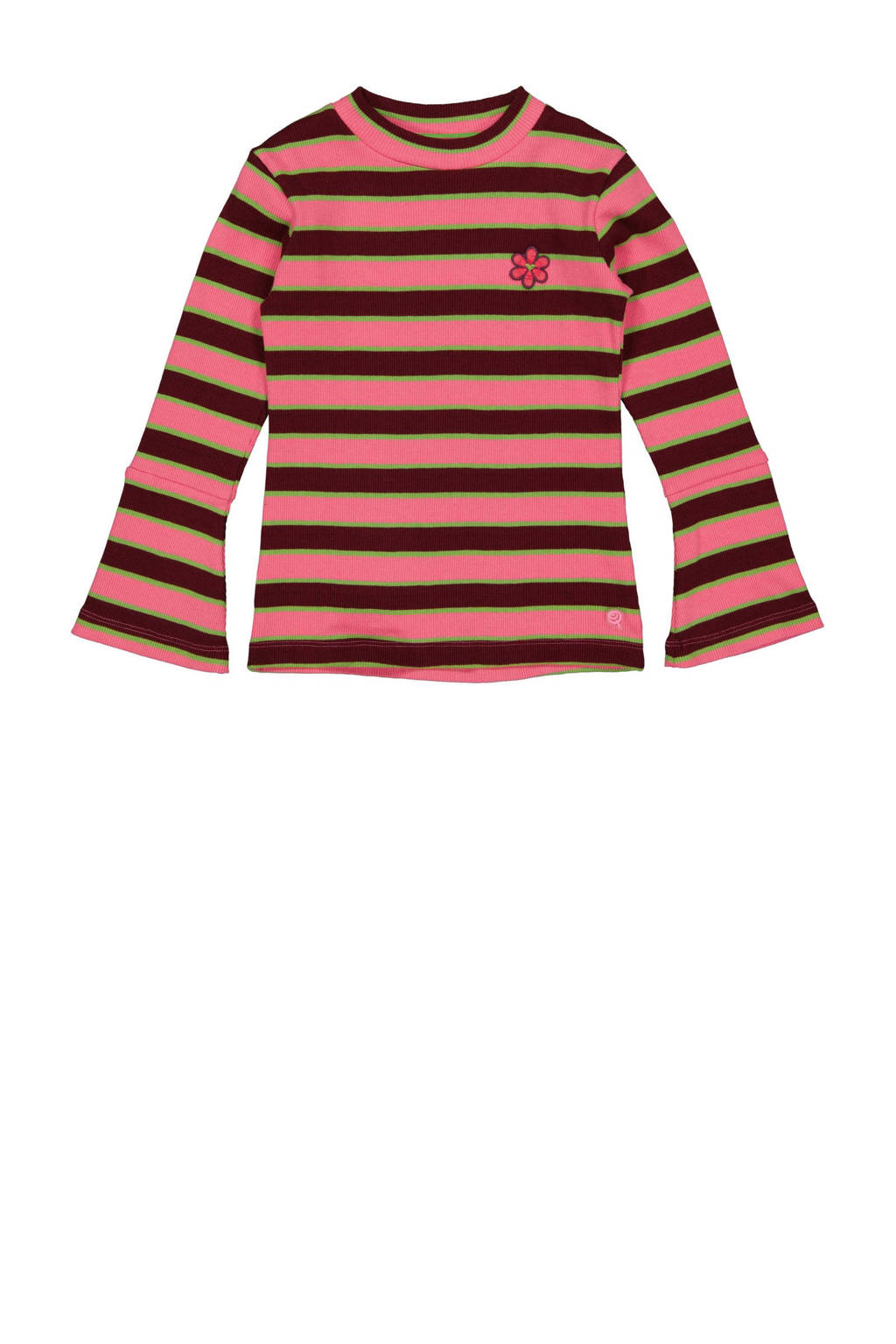 gestreepte longsleeve AKSAY roze/donkerrood/groen